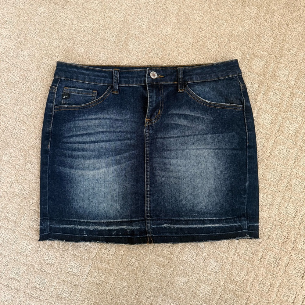 KanCan dark blue denim skirt, 15” long